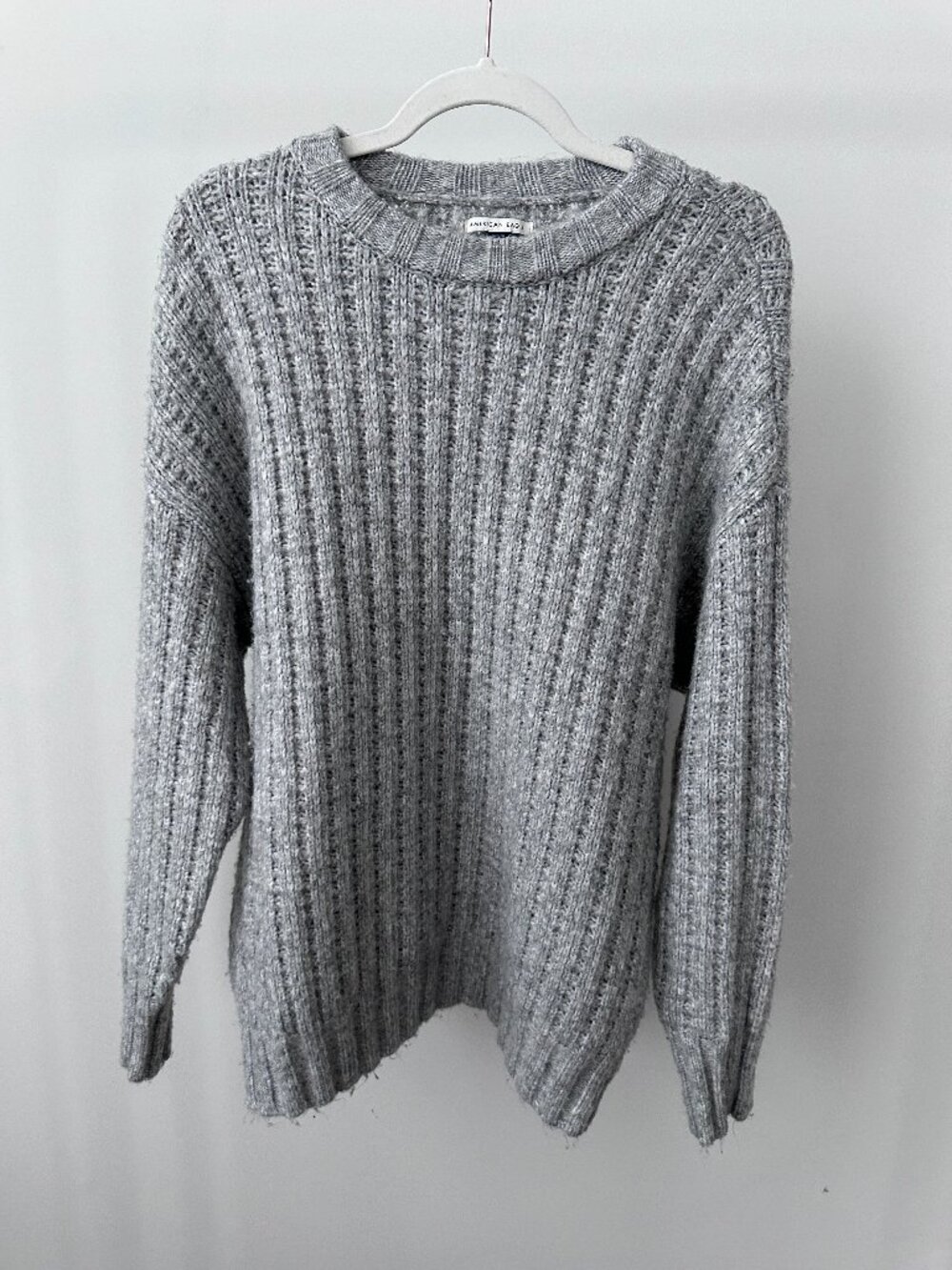 American Eagle AE Oversized Crew Neck Sweater Grey Small